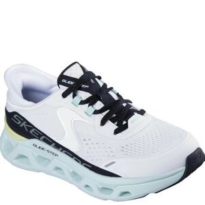 Skechers White and Black Glide-Step Sneakers